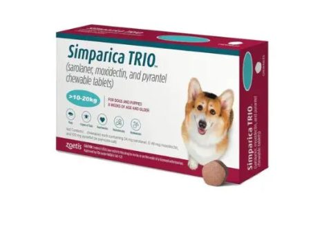 Zoetis Simparica Trio Dog Tick and Flea Control Tablet (pack of 3 tablets) 10 to 20kg Cheap