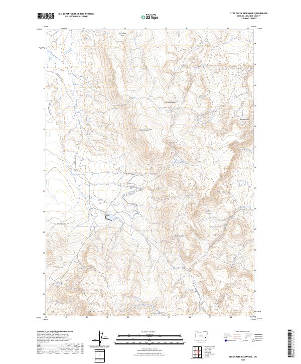 US Topo 7.5-minute map for Star Creek Reservoir OR Discount